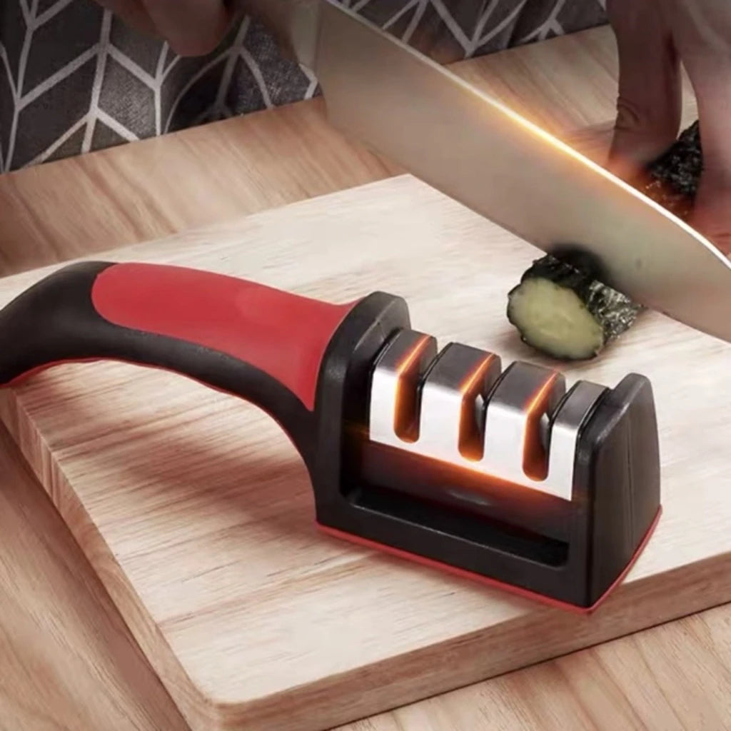 Afiador de Facas Profissional 3 Estágios – Amolador Afia Fácil Mágico para Cozinha, Chef e Churrasco