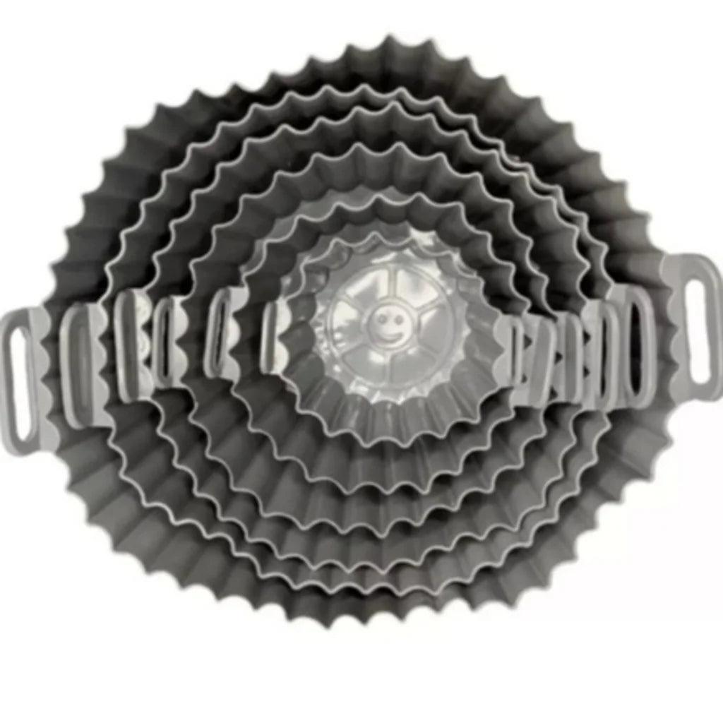 Kit 6 Capas Protetoras/ Formas de Silicone para Air Fryer Redonda – Antiaderente, Reutilizável e Resistente a Altas Temperaturas