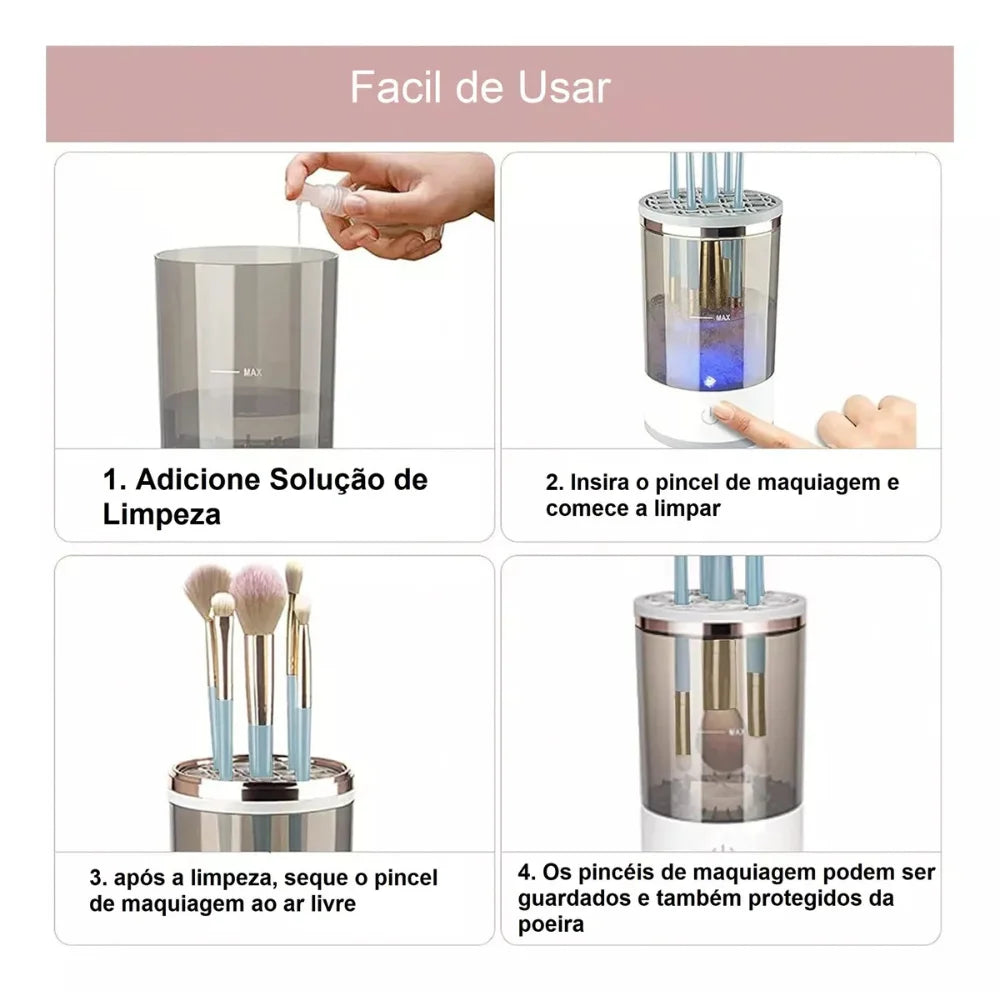 Limpador de Pincel Elétrico USB – Máquina Lavadora de Pincéis de Maquiagem