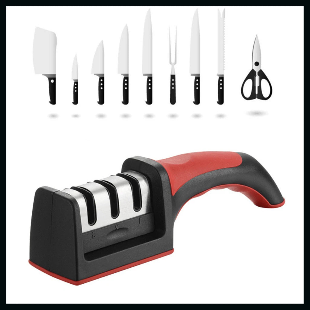 Afiador de Facas Profissional 3 Estágios – Amolador Afia Fácil Mágico para Cozinha, Chef e Churrasco