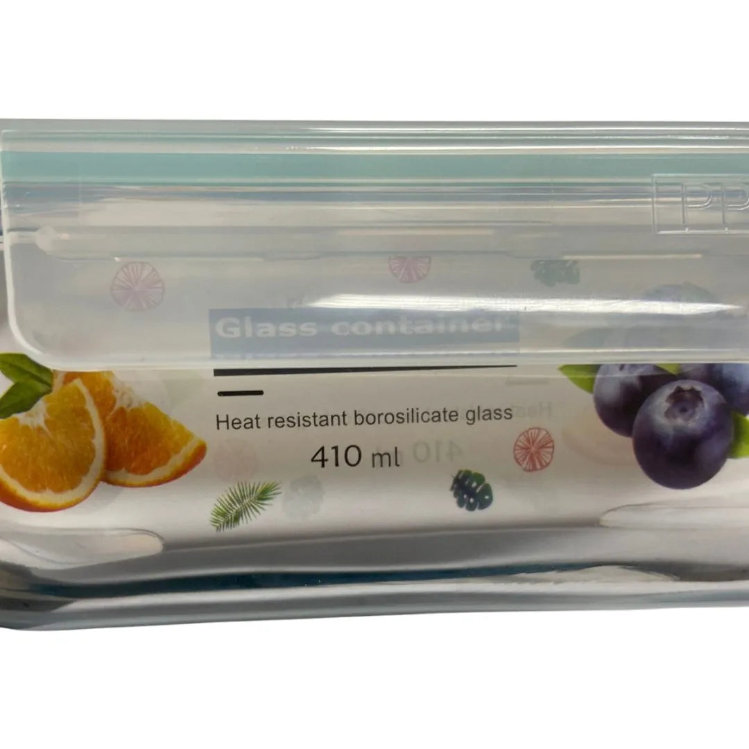 Lancheira/Marmita de Vidro Retangular 400 mL – Hermética, Fit e Resistente ao Calor