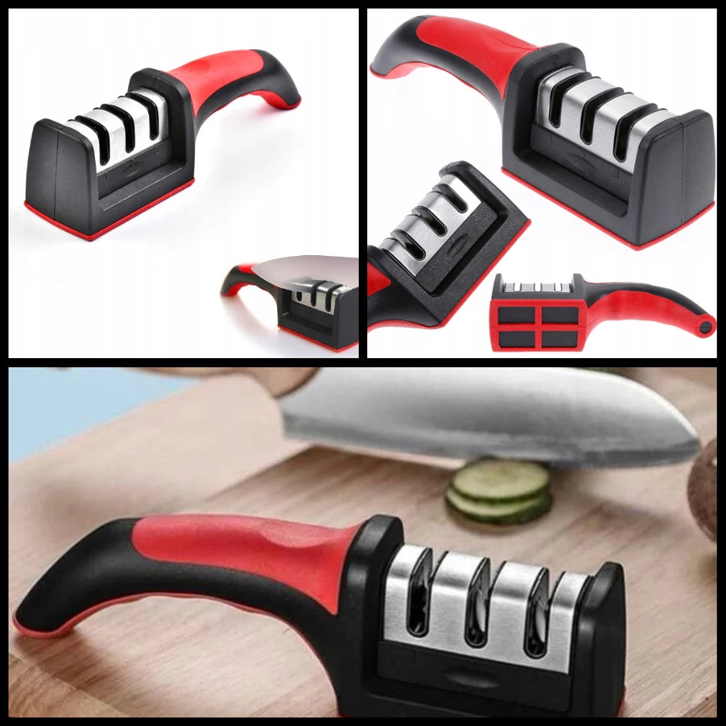 Afiador de Facas Profissional 3 Estágios – Amolador Afia Fácil Mágico para Cozinha, Chef e Churrasco