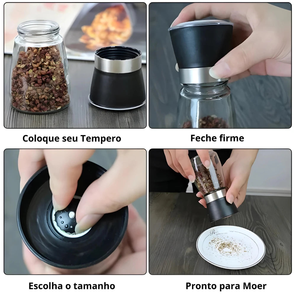 Kit 2 Moedores de Temperos – Sal, Pimenta e Especiarias