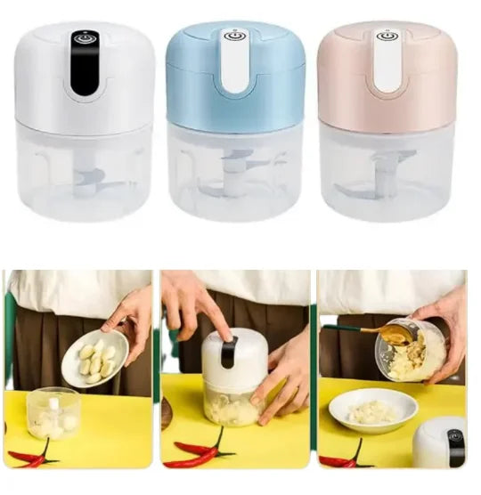 Mini Processador Elétrico de Alimentos Portátil 250 ml – 3 Lâminas, USB, Bivolt