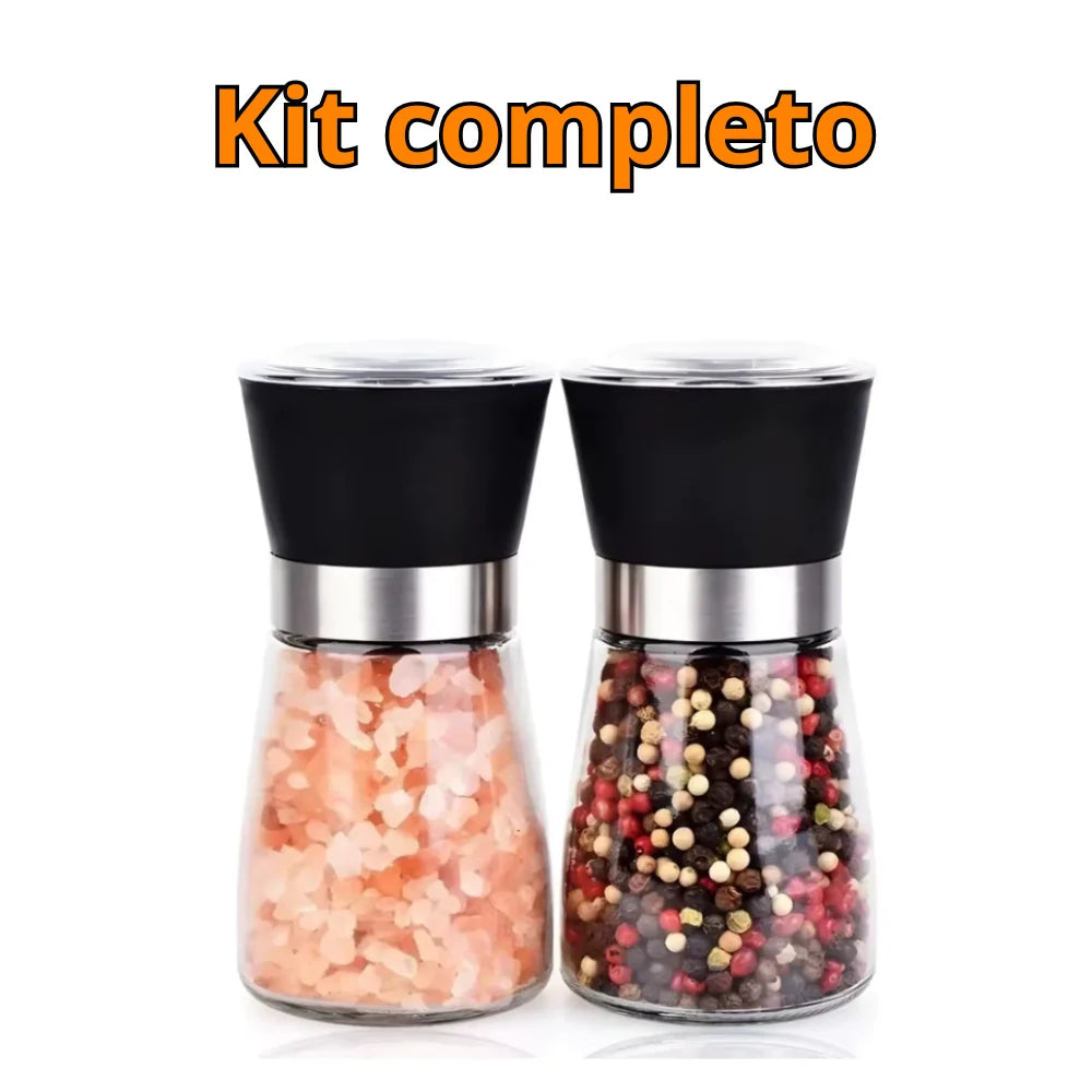 Kit 2 Moedores de Temperos – Sal, Pimenta e Especiarias