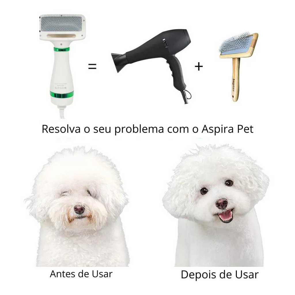 Secador Pet 2 em 1: Seca, Remove Pelos Soltos e Desembaraça