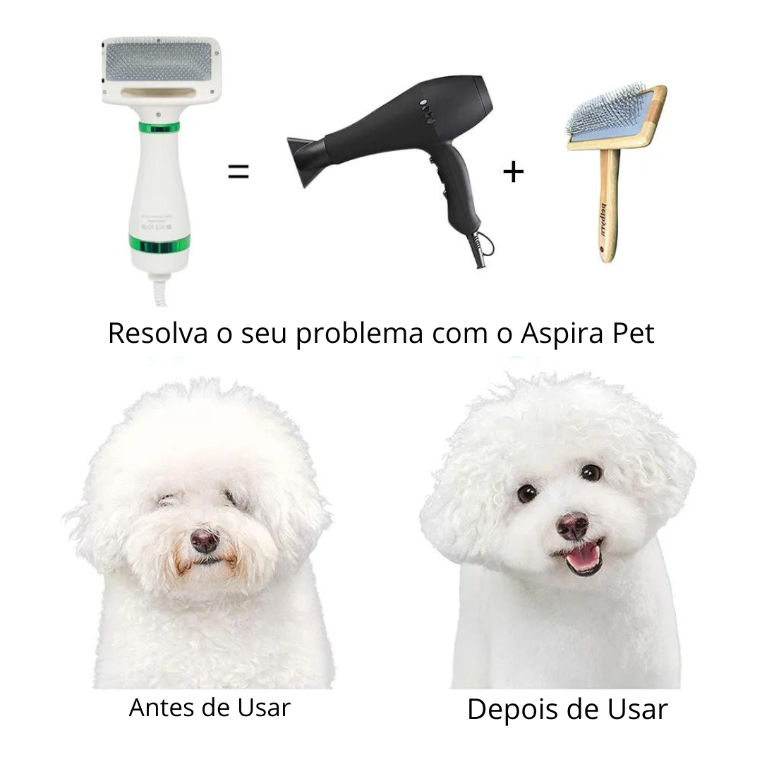 Secador Pet 2 em 1: Seca, Remove Pelos Soltos e Desembaraça