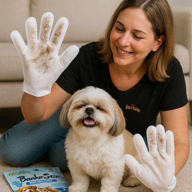LUVA UMEDECIDA BANHO A SECO PARA CÃES E GATOS
