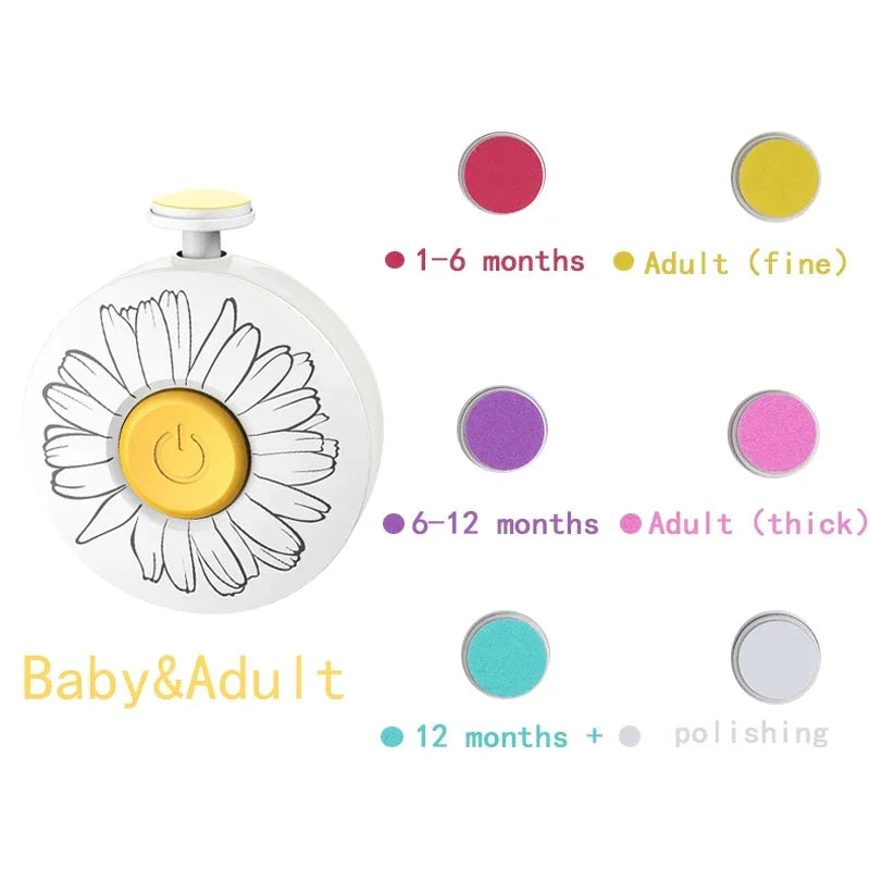 Aparador Elétrico de Unhas para Bebê – Polidor Seguro e Silencioso