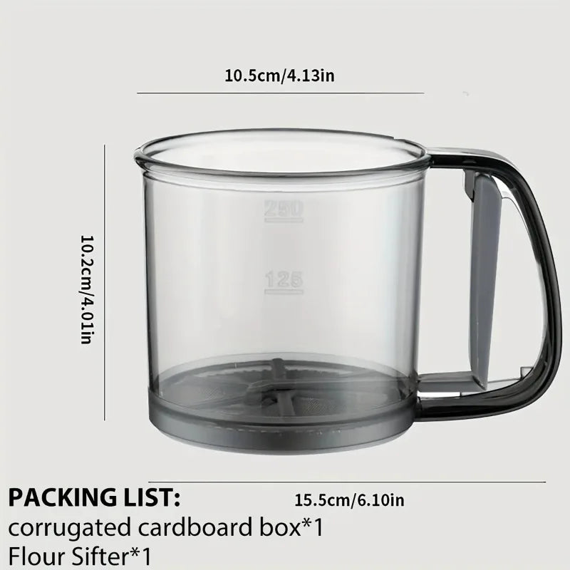 Peneira de Farinha Portátil Semiautomática – Sifter Duplo Andar com Malha Ultrafina para Cozinha e Confeitaria