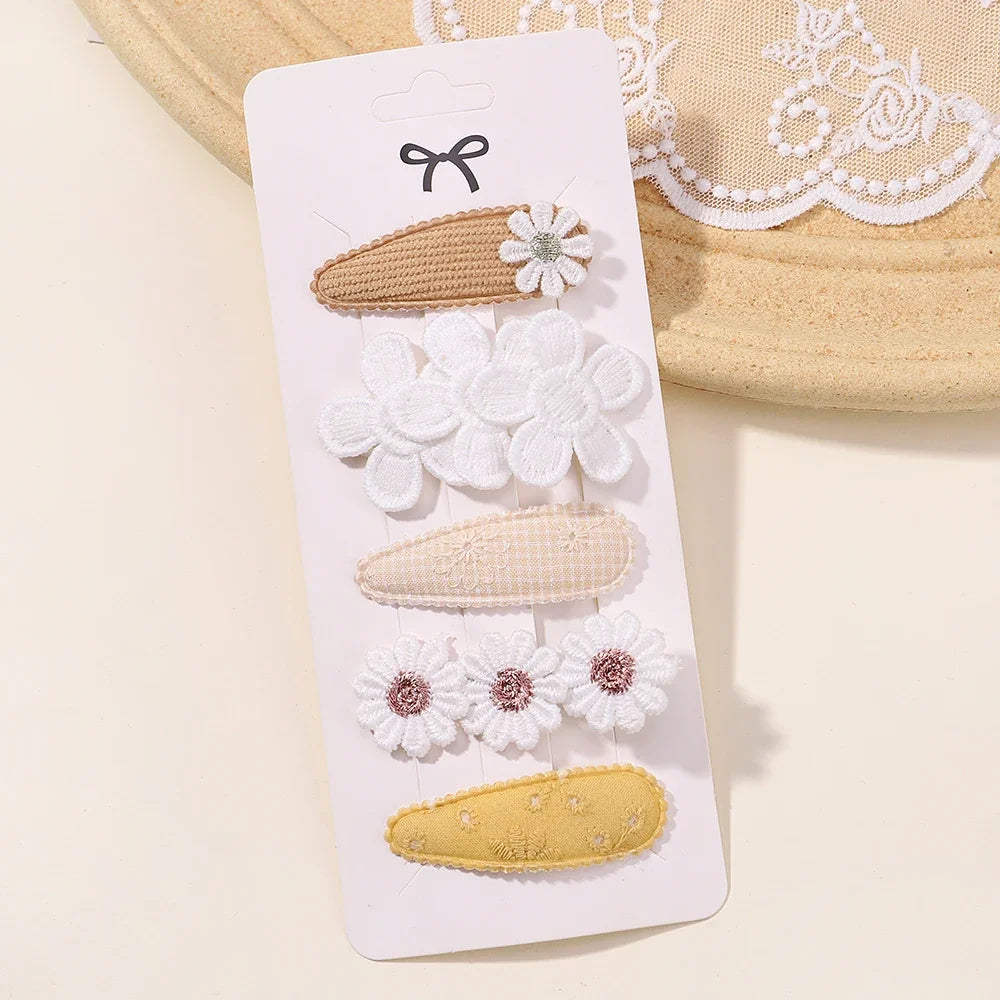 Kit 5 Presilhas Infantis – Estilo Margarida | Acessórios de Cabelo para Meninas