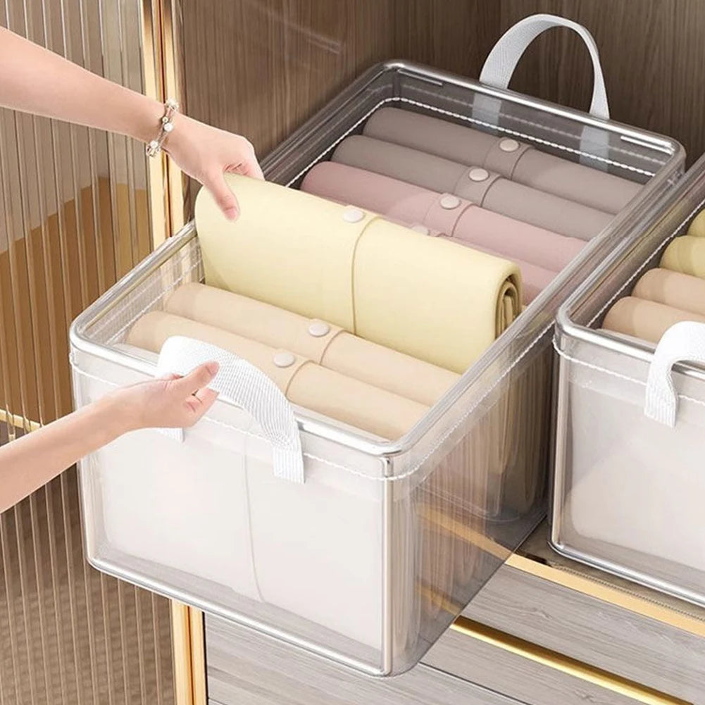 Saco de Armazenamento de Roupas Transparente com Tampa – Dobrável e Anti-Mofo