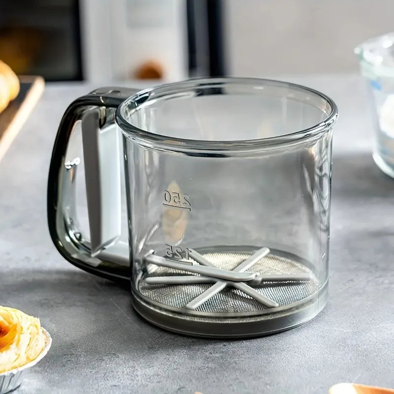 Peneira de Farinha Portátil Semiautomática – Sifter Duplo Andar com Malha Ultrafina para Cozinha e Confeitaria