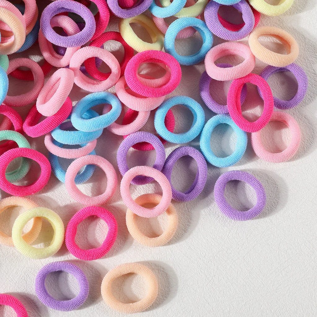Kit 200 Elásticos de Cabelo Femininos – Coloridos em Nylon