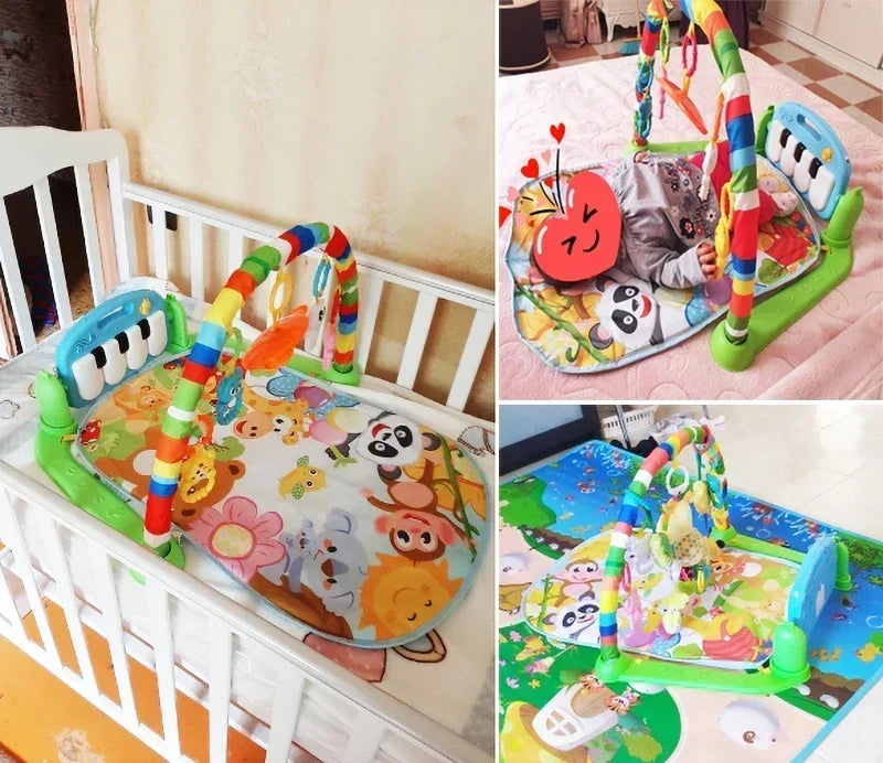 Tapete de Atividade Musical para Bebê – Ginásio com Piano e Brinquedos 0-36 Meses