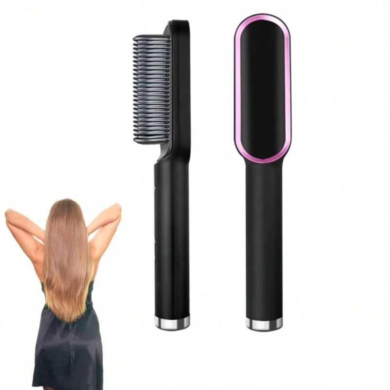 Escova Elétrica 2 em 1 – Alisa e Modela | Aquecimento Rápido | Seco e Molhado | Anti-Frizz