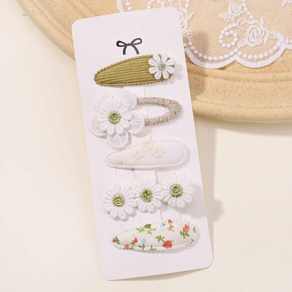 Kit 5 Presilhas Infantis – Estilo Margarida | Acessórios de Cabelo para Meninas