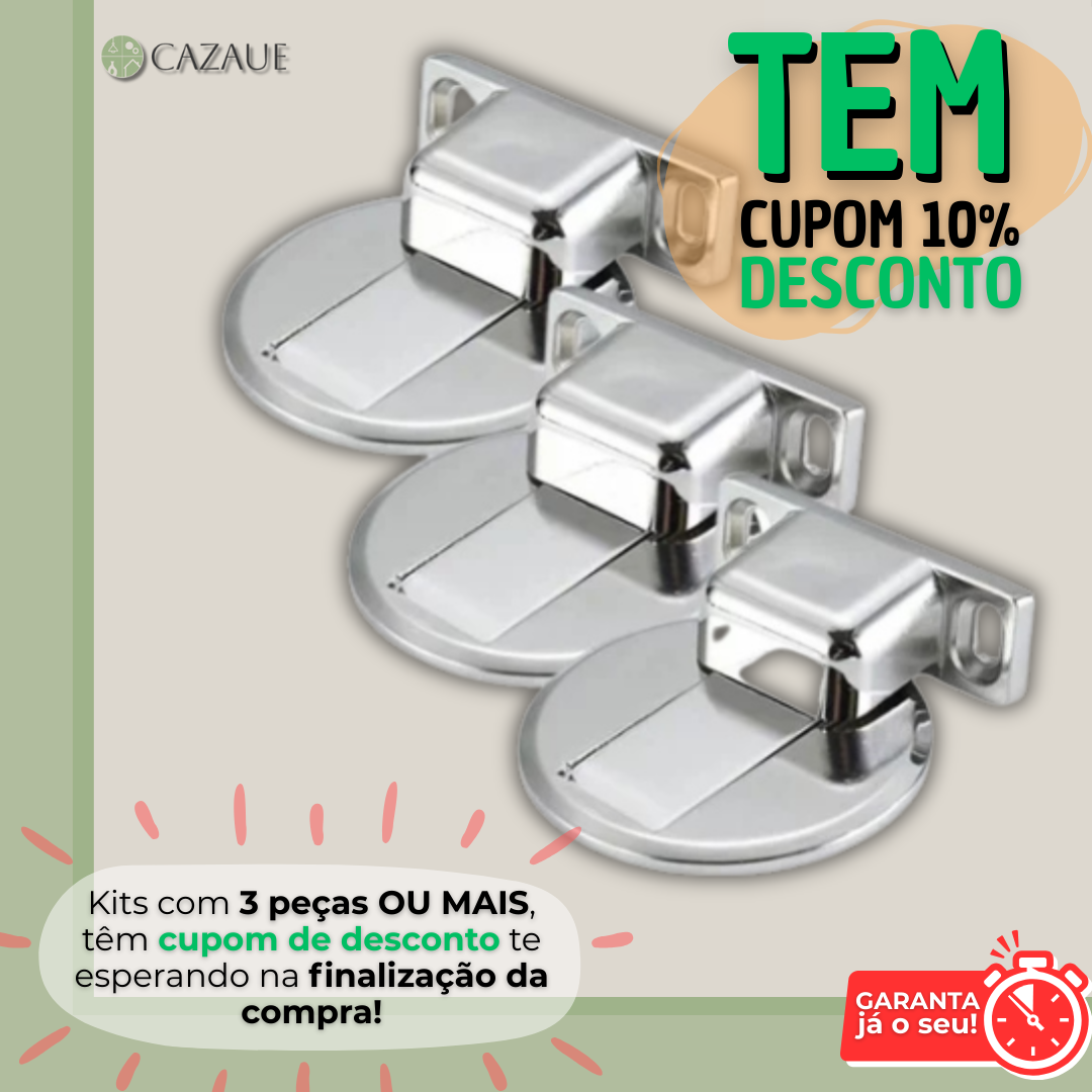 Batente de Porta Magnético Cromado